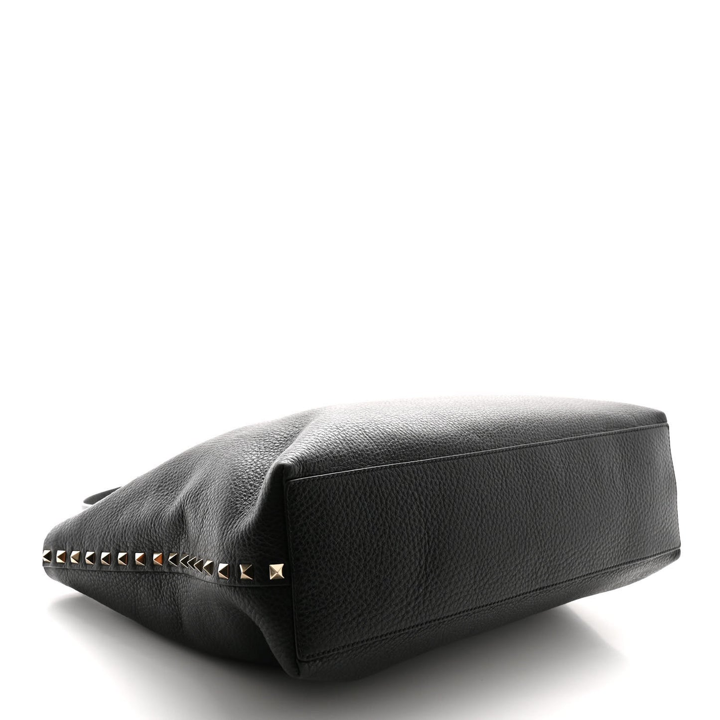 Grainy Calfskin Medium Rockstud Tote Black Rose Quartz