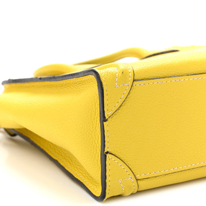 Celine Drummed Calfskin Nano Luggage Citron 8 of 14