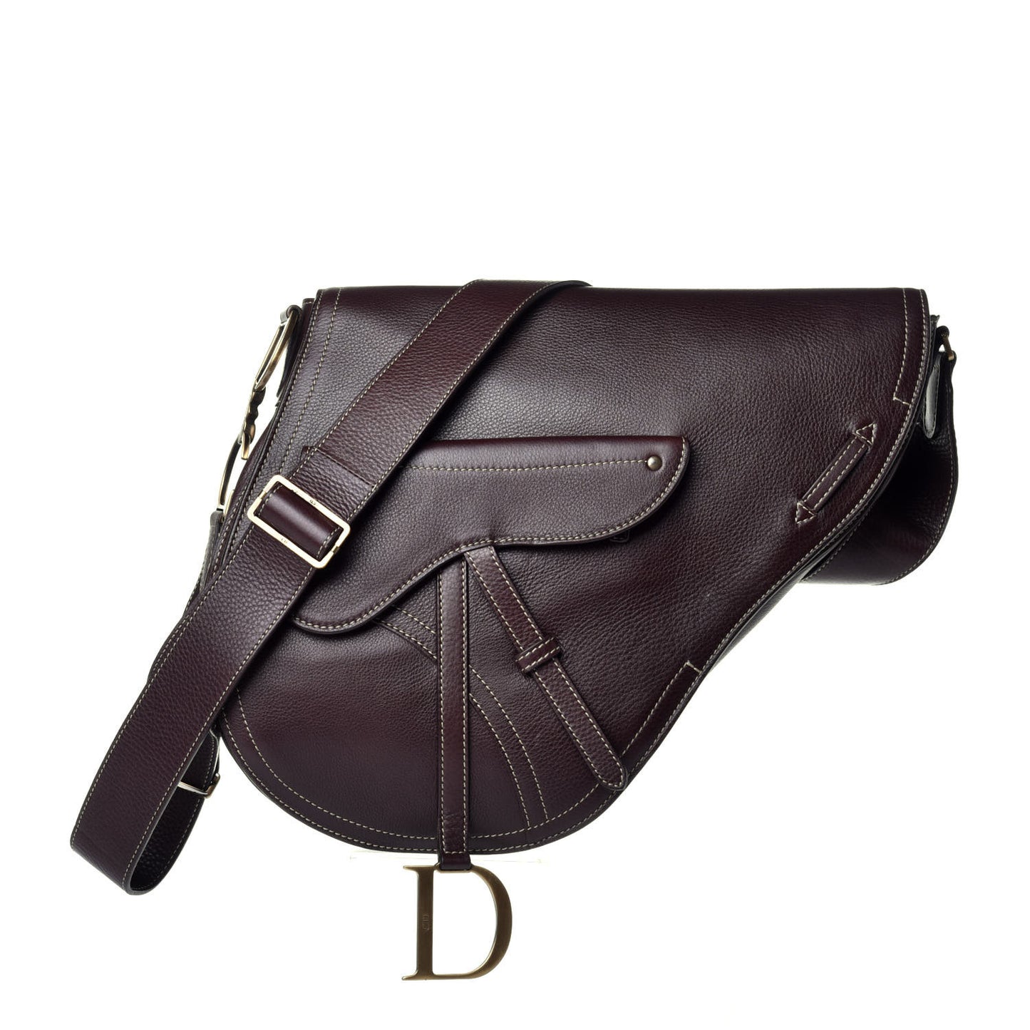 Calfskin Baudrier Saddle Bag Dark Brown
