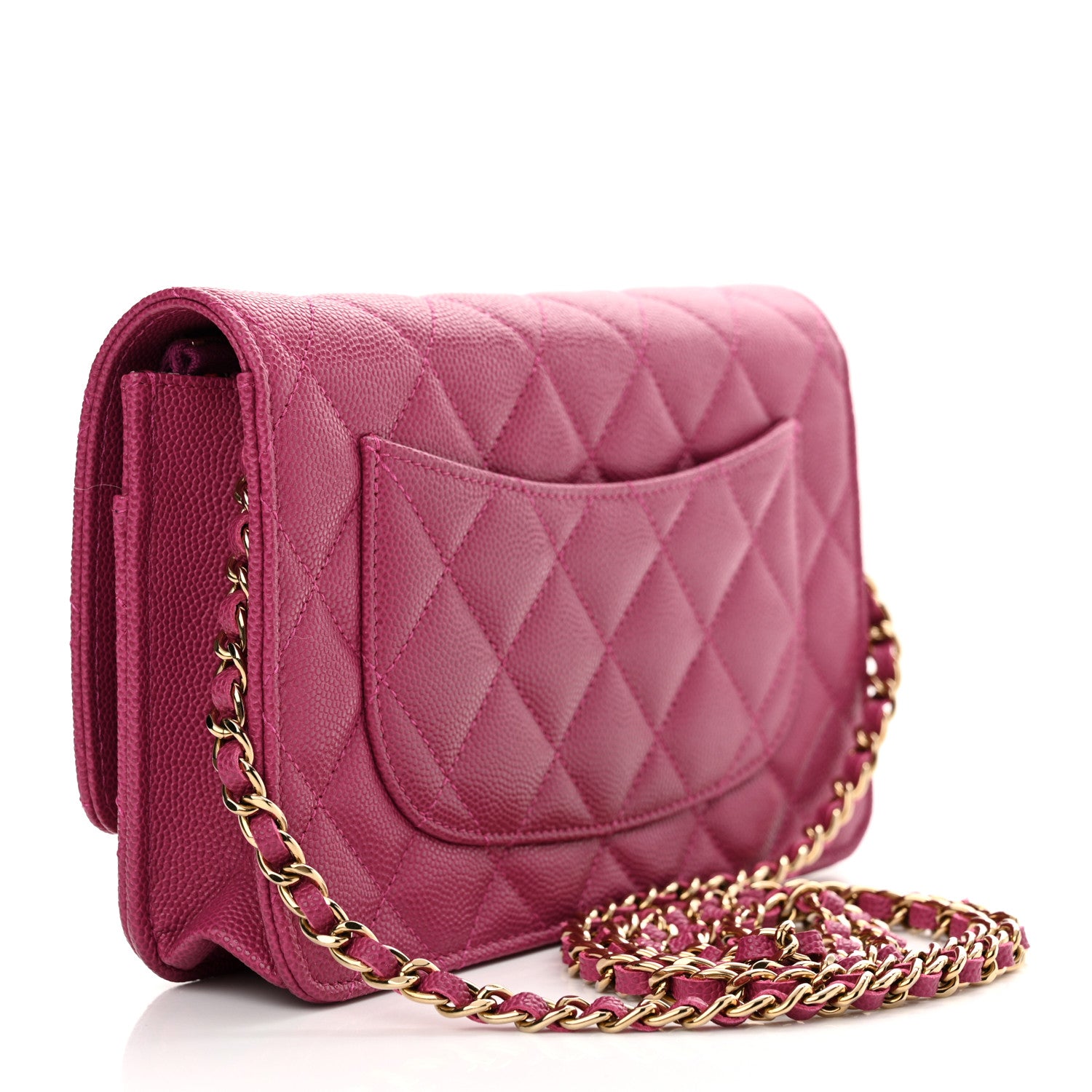 Chanel Caviar Quilted Chain CC Quilted Wallet On Chain WOC Fuchsia 3 of 12