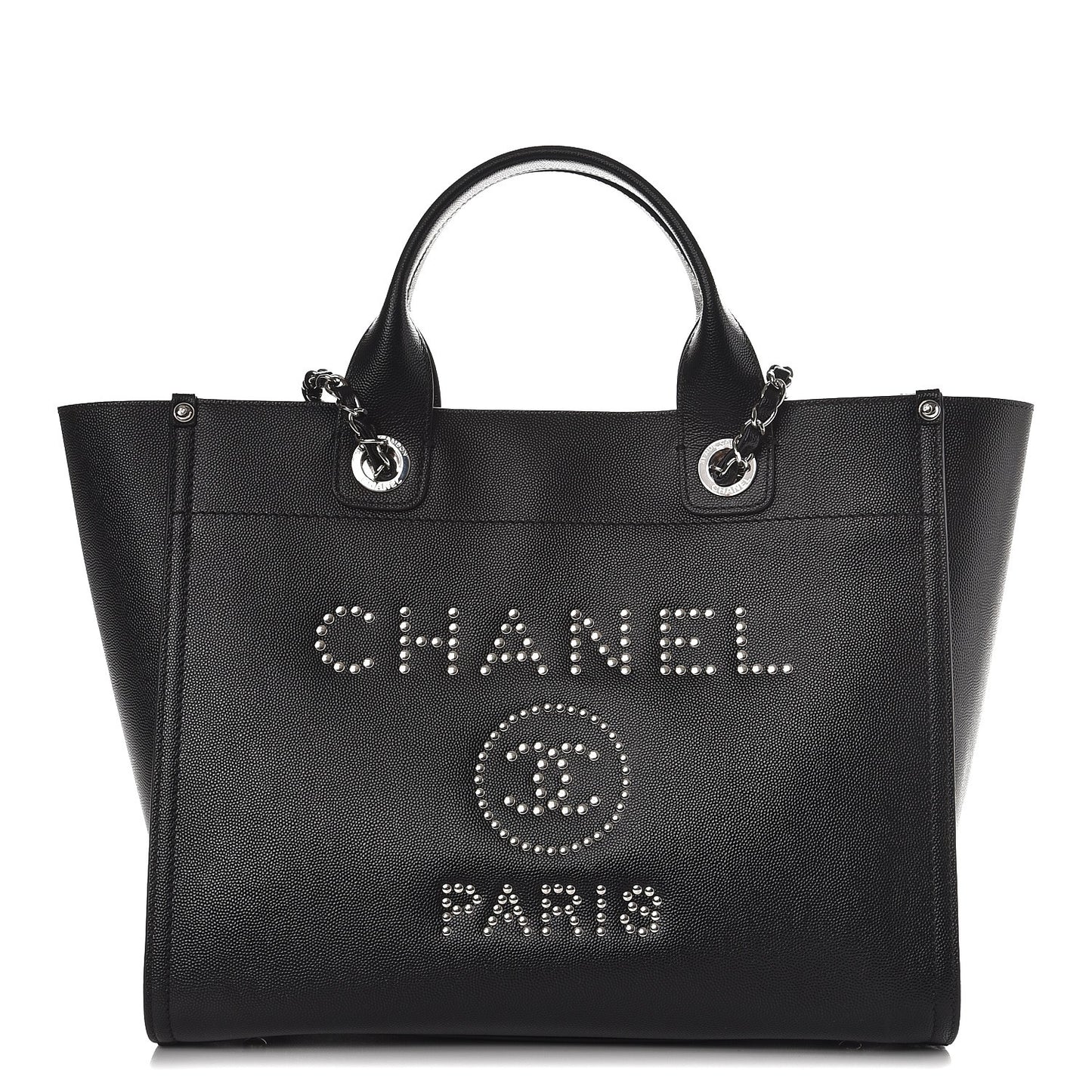 Caviar Small Studded Deauville Tote Black