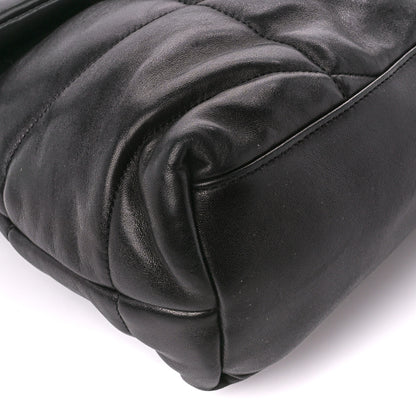 Saint Laurent Lambskin Quilted Monogram Monochrome Medium Loulou Puffer Chain Satchel Black 10 of 11