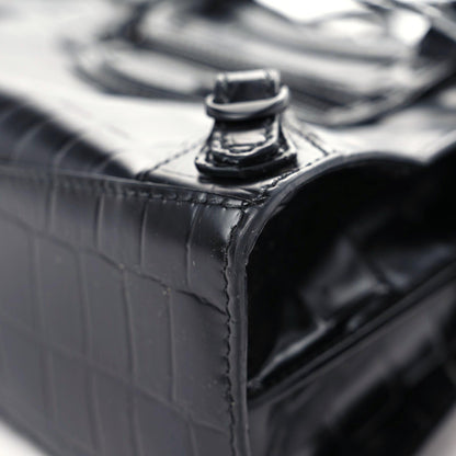 Balenciaga Semi Shiny Calfskin Crocodile Embossed Neo Classic Black Hardware Mini City Black 6 of 17