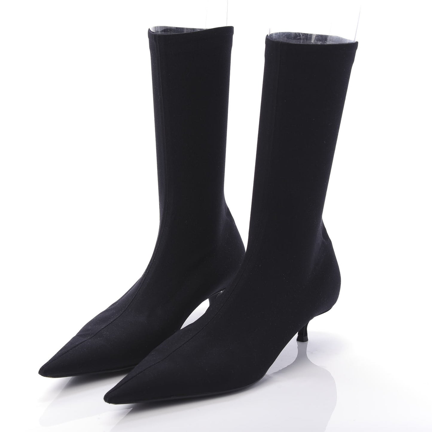 Jersey Crepe Extreme Pointed Toe Knife Booties 37 Black