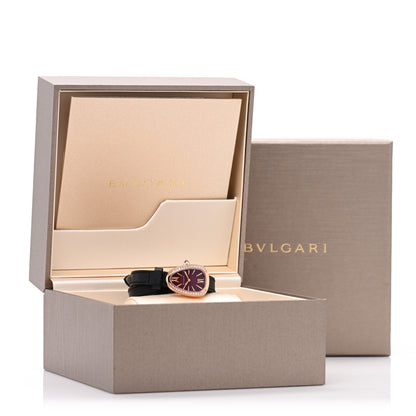 Bulgari 18K Rose Gold Calfskin Diamond Bezel 20mm Serpenti Double Wrap Quartz Watch Red 5 of 5