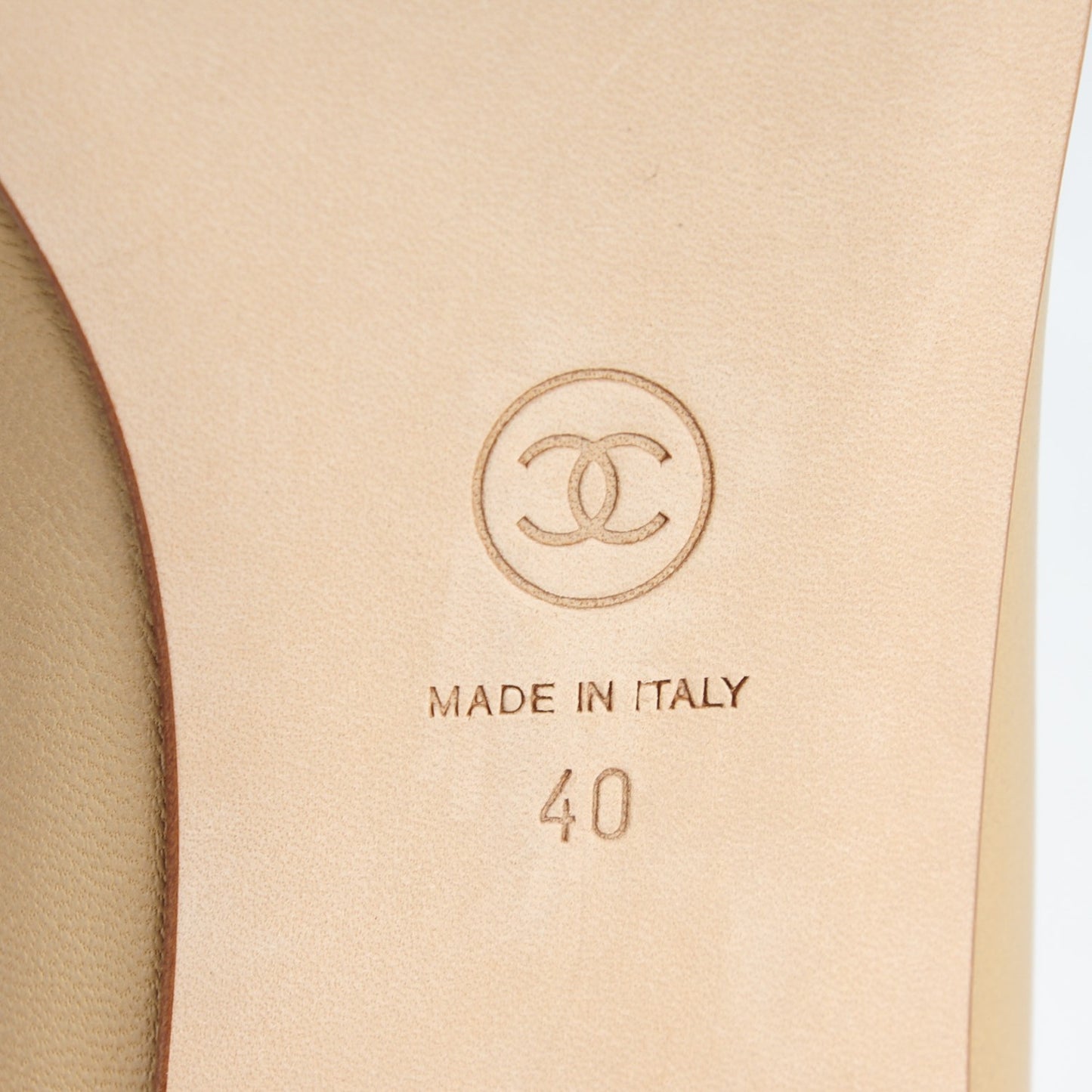Lambskin Cap Toe CC Ballerina Flats 40 Light Beige