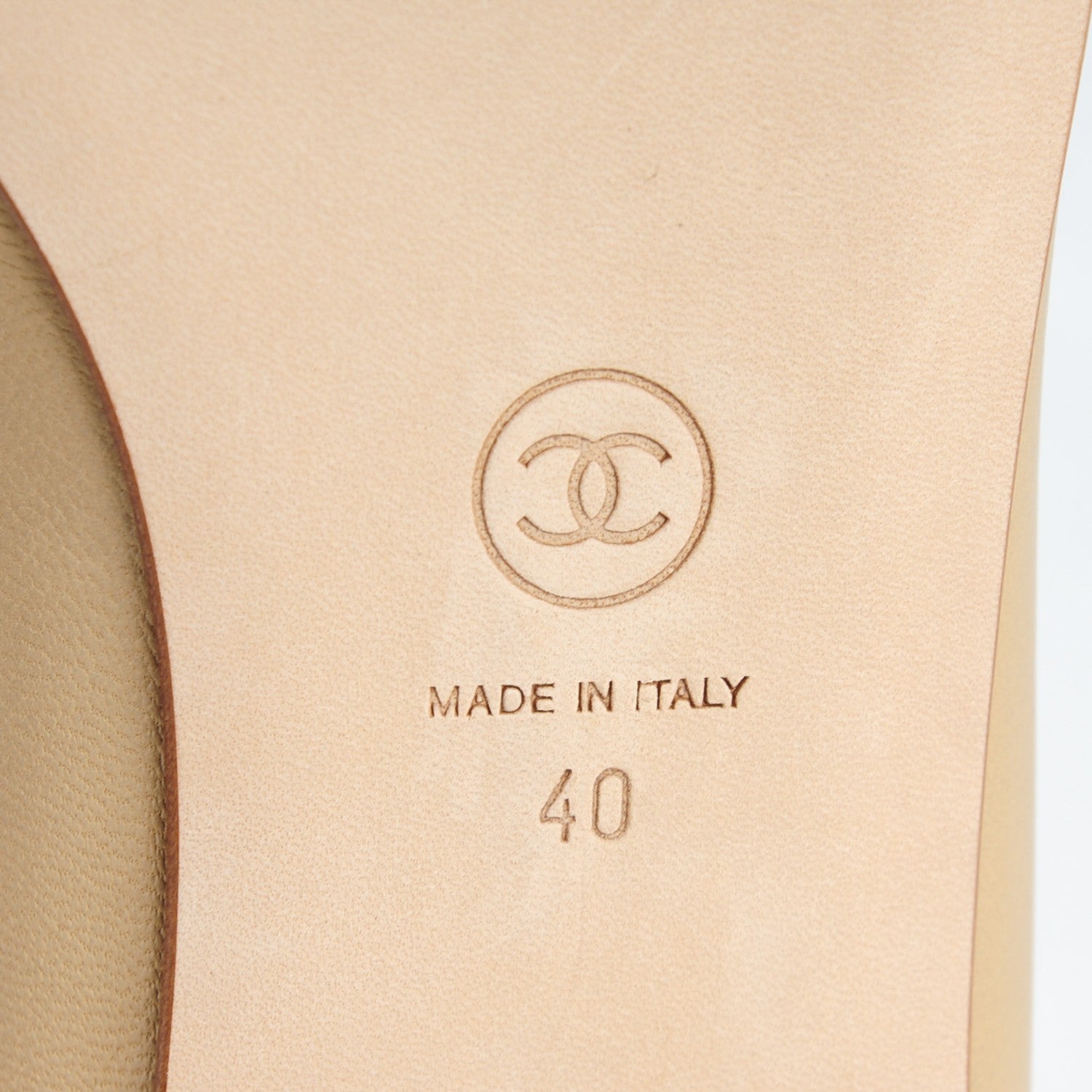 Chanel Lambskin Cap Toe CC Ballerina Flats 40 Light Beige 7 of 9