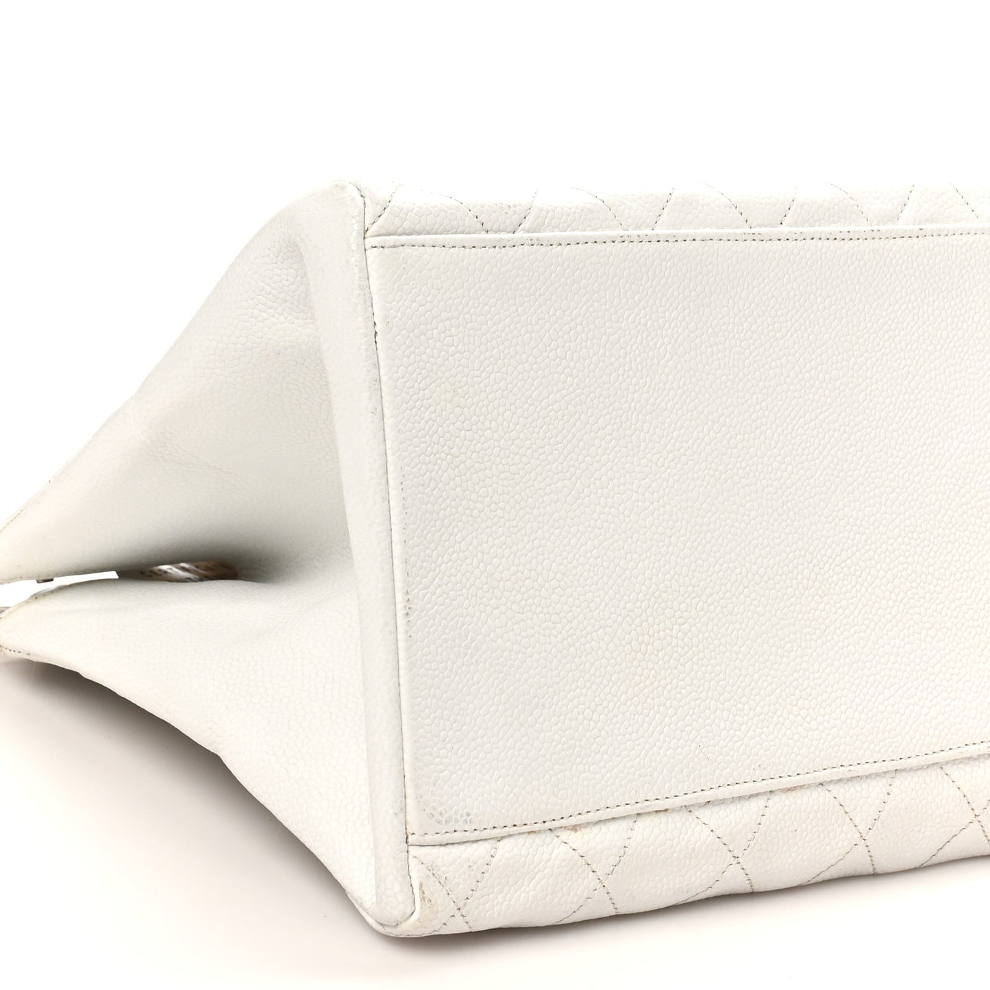 Caviar Quilted Timeless CC Shopping Tote White