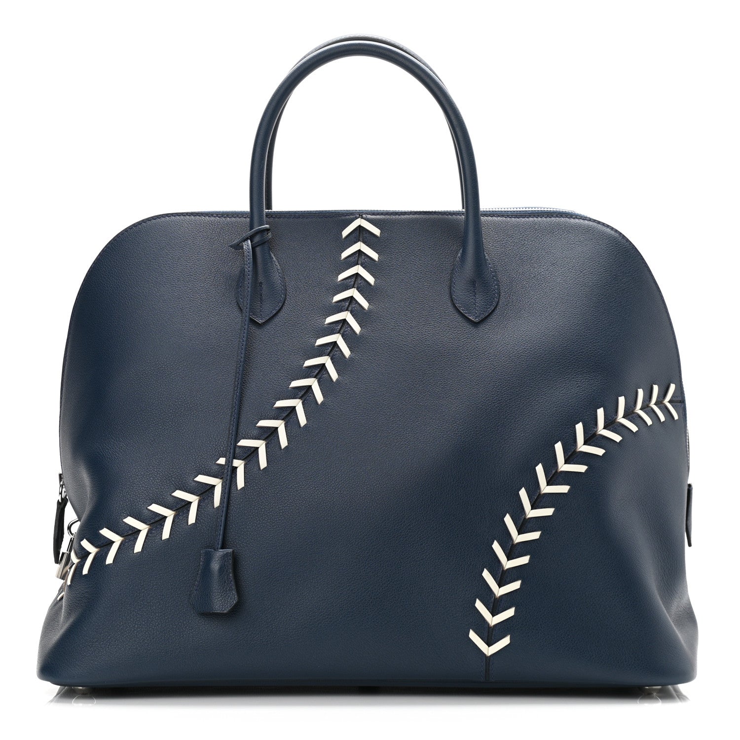 Hermes Evercolor 1923 Bolide 45 Baseball Bag Bleu De Malte Blanc 1 of 13