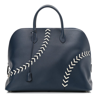 Hermes Evercolor 1923 Bolide 45 Baseball Bag Bleu De Malte Blanc 1 of 13