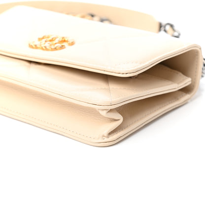 Chanel Goatskin Quilted Chanel 19 Wallet On Chain WOC Light Beige 9 of 10