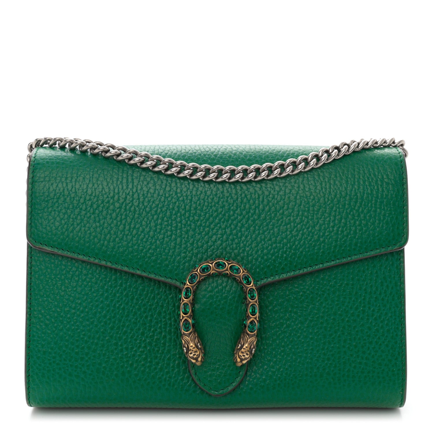 Gucci Calfskin Mini Dionysus Chain Wallet Emerald 1 of 10