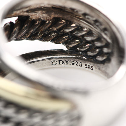 David Yurman Sterling Silver 14K Yellow Gold Narrow Crossover Ring 52 6 5 of 5