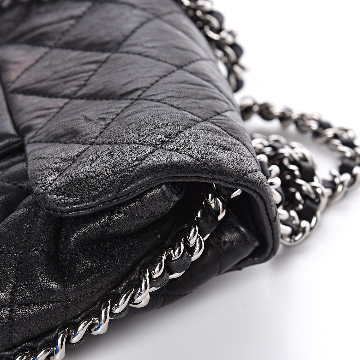 Chanel Washed Lambskin Quilted Mini Chain Around Flap Black 11 of 12