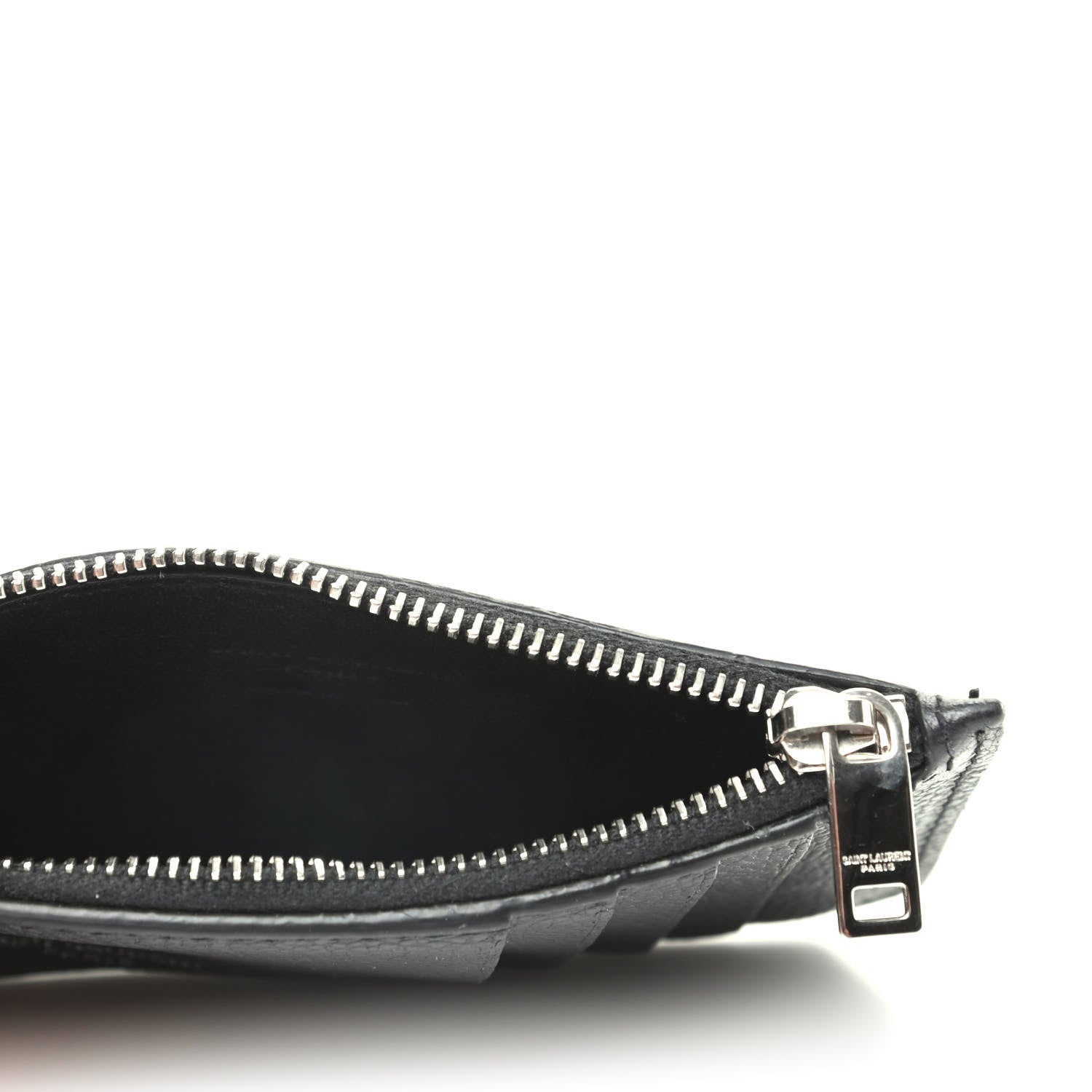 Saint Laurent Grained Calfskin 5 Fragments Zip Pouch Card Holder Black 5 of 7