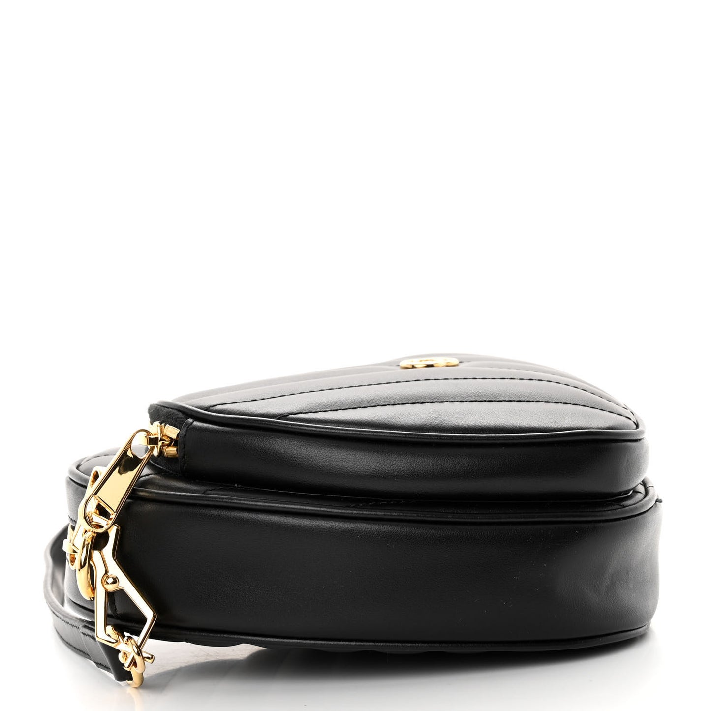 Calfskin Matelasse Diagonal Mini Interlocking G Heart Shoulder Bag Black