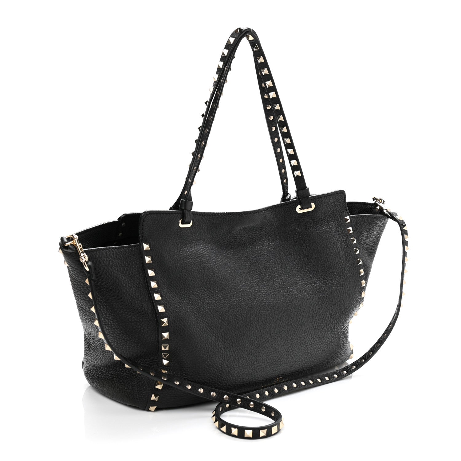 Valentino Garavani Pebbled Calfskin Medium Rockstud Tote Black 3 of 10