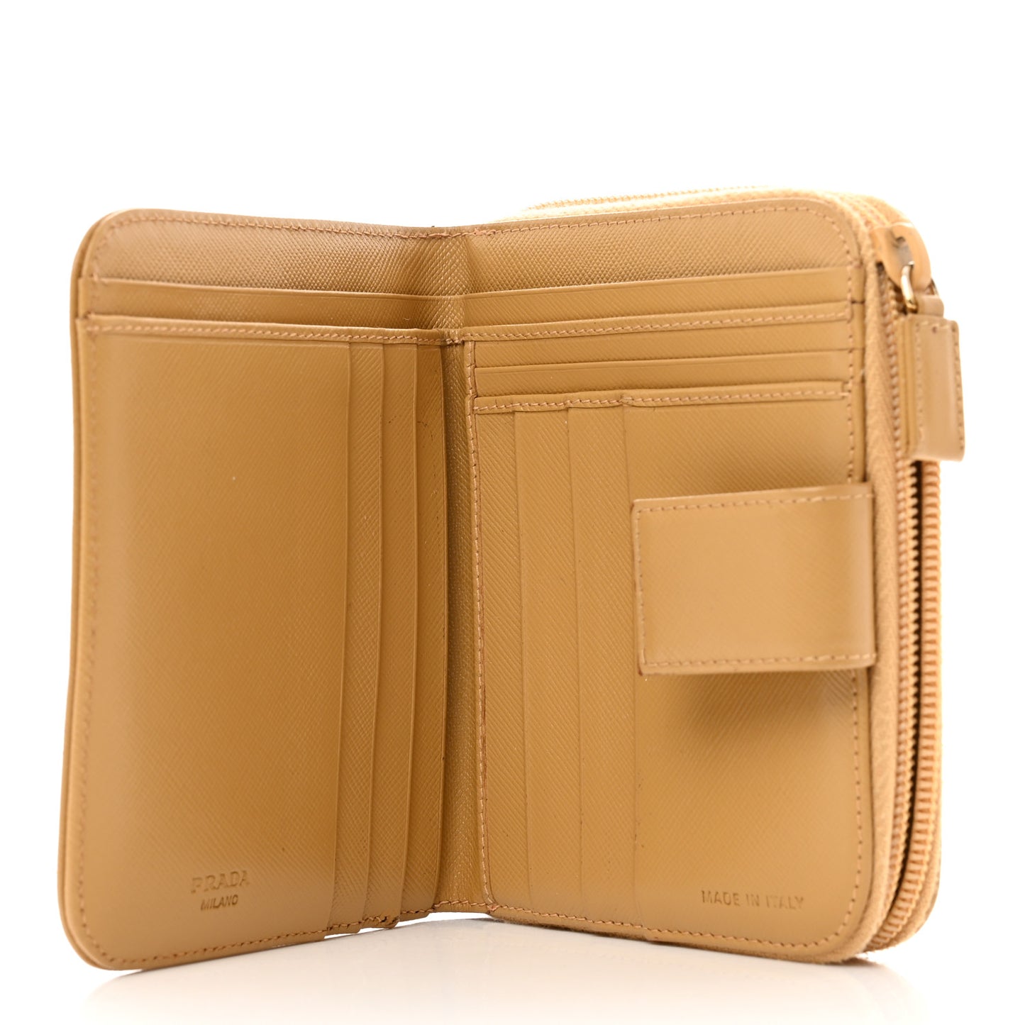 Saffiano Triangle Compact Zip Around Wallet Miele
