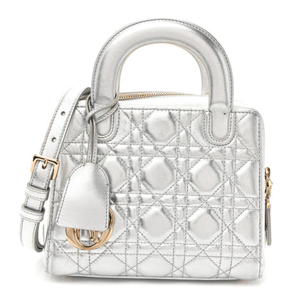 Christian Dior Metallic Lambskin Cannage Lily Tote Silver 1 of 9