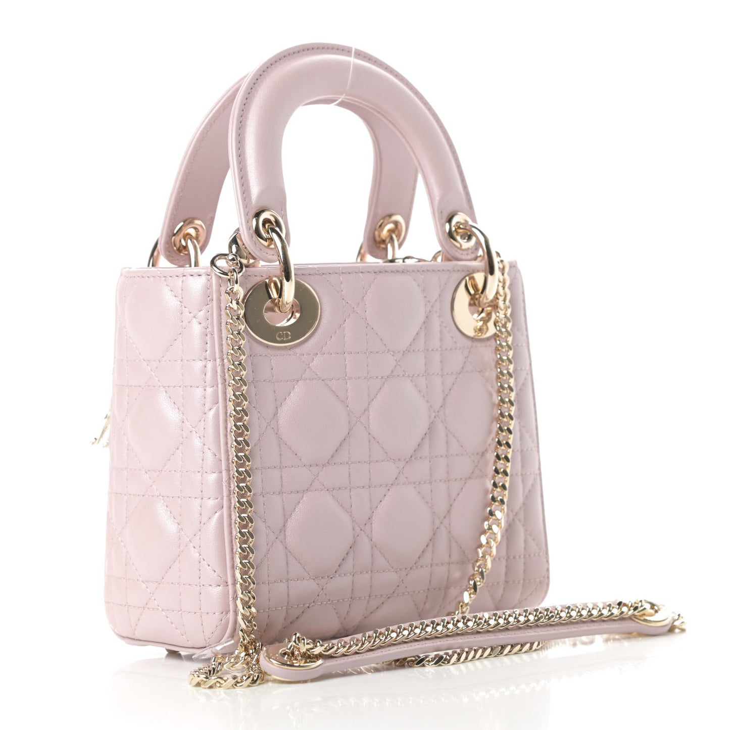 Metallic Lambskin Cannage Mini Lady Dior Lotus