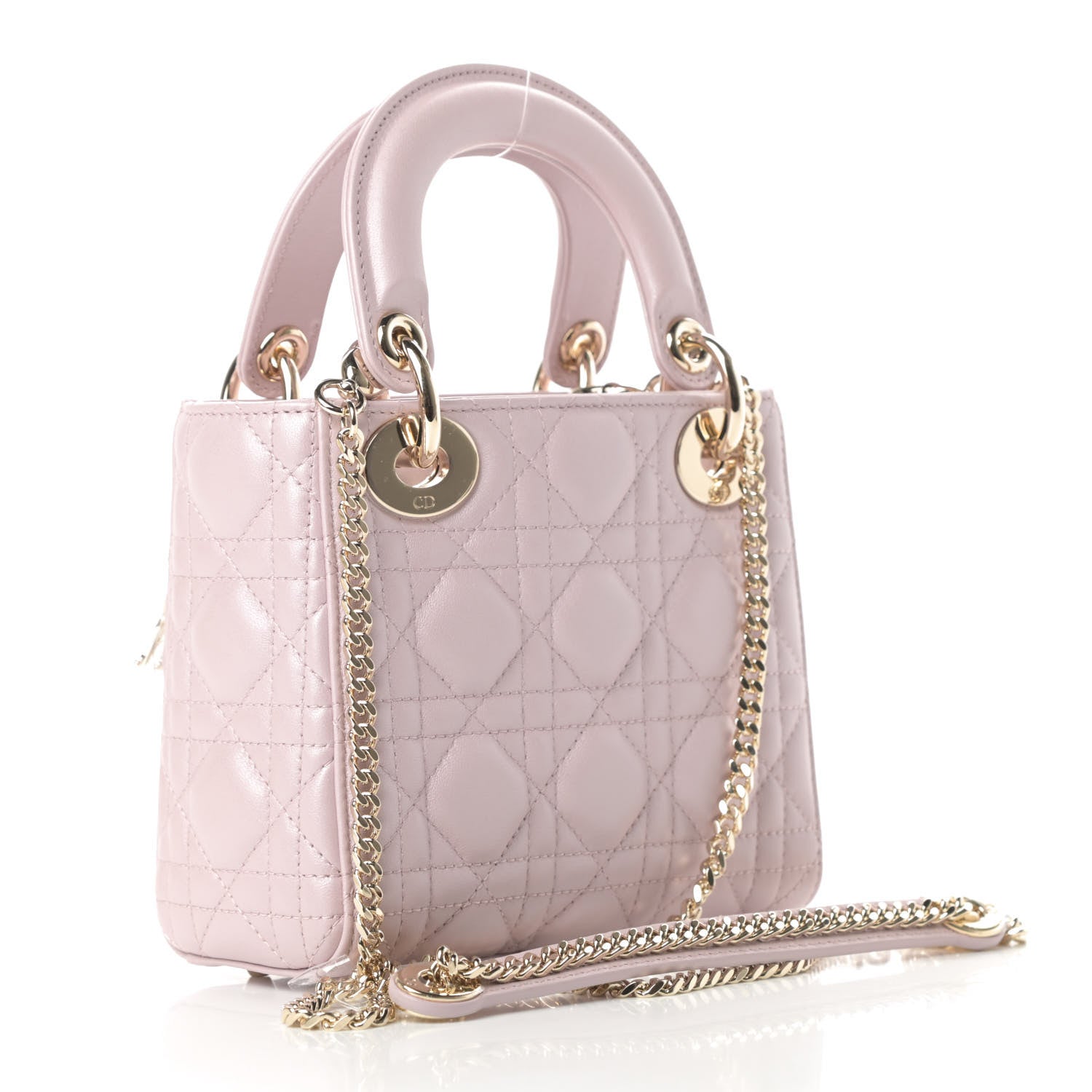 Christian Dior Metallic Lambskin Cannage Mini Lady Dior Lotus 3 of 11