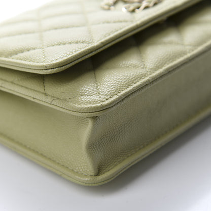 Chanel Caviar Quilted French New Wave Chain CC Wallet On Chain WOC Light Green 5 of 12