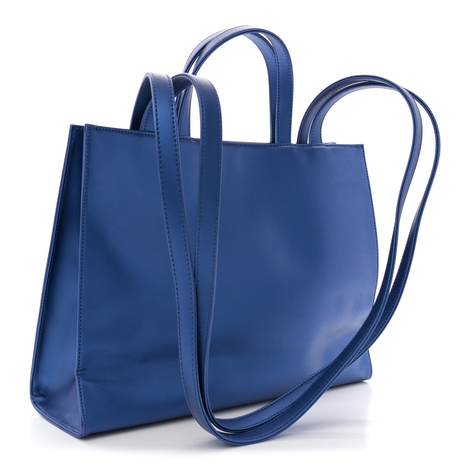 Telfar Metallic Vegan Leather Medium Shopping Bag Cobalt 3 of 11
