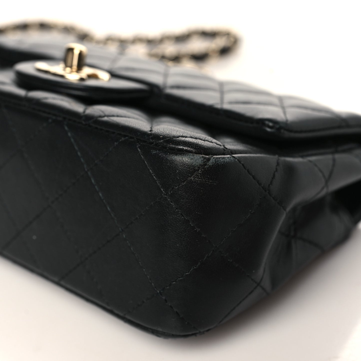 Lambskin Quilted Mini Rectangular Flap Black