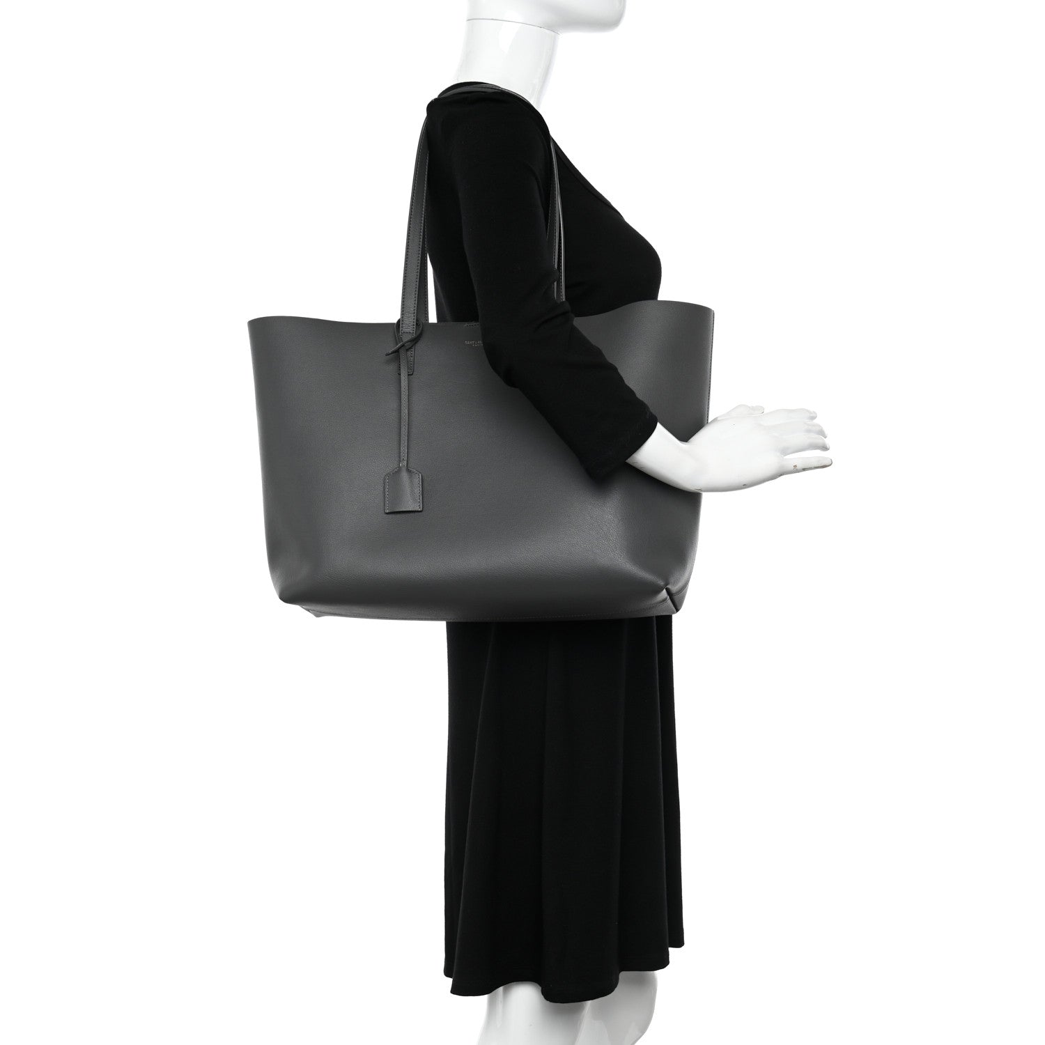 Saint Laurent Calfskin Large Shopping Tote Storm 2 of 12