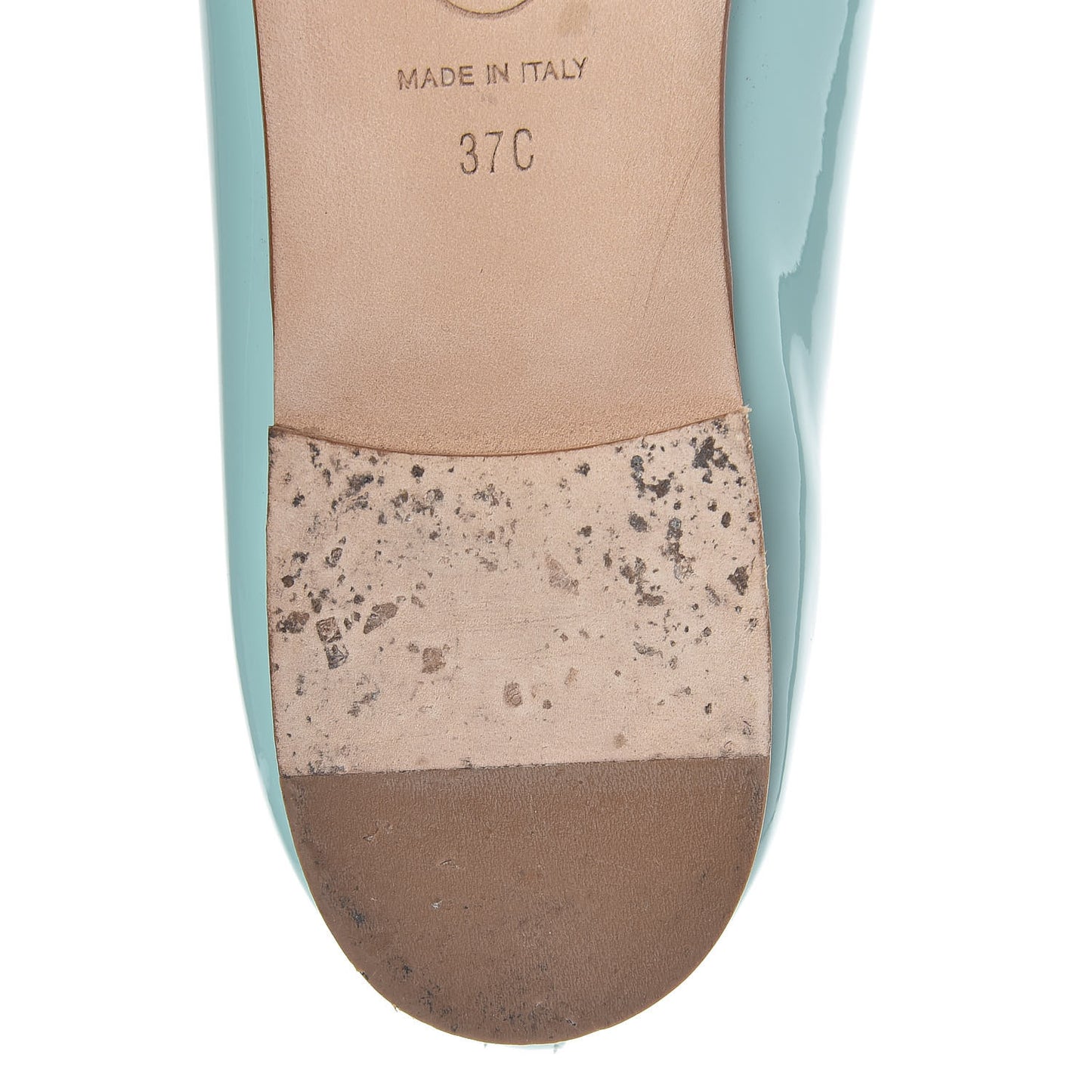 Calfskin Patent CC Cap Toe Ballerina Flats 37 Light Green