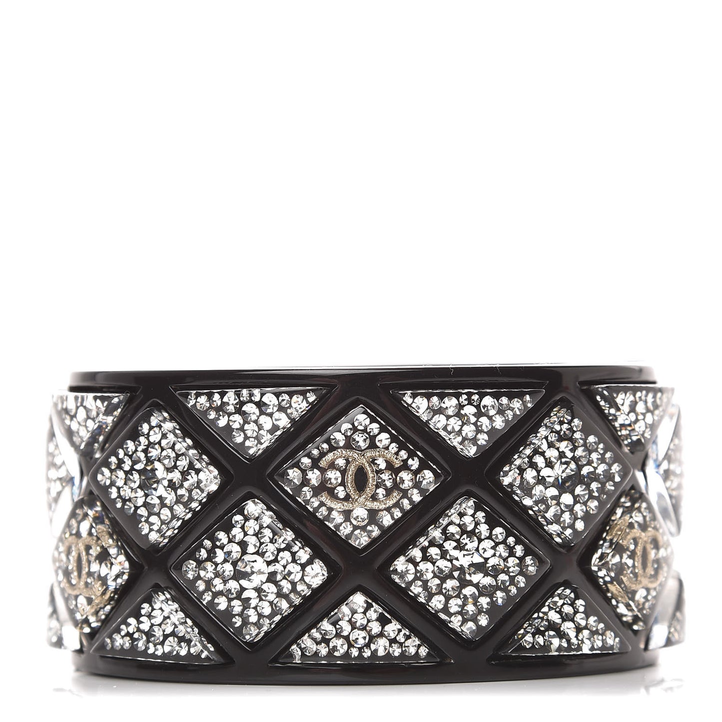 Resin Crystal CC Cuff Bracelet Black