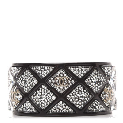 Chanel Resin Crystal CC Cuff Bracelet Black 1 of 6