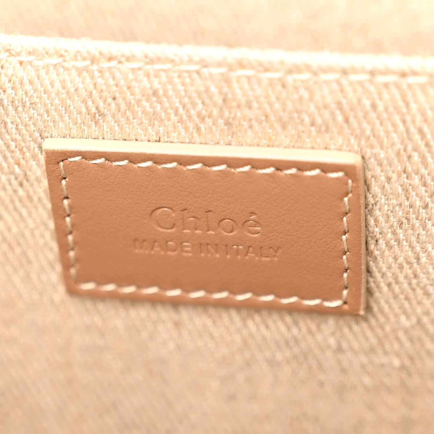 Chloe Linen Calfskin Medium Woody Ribbon Tote Blushy Beige 6 of 12