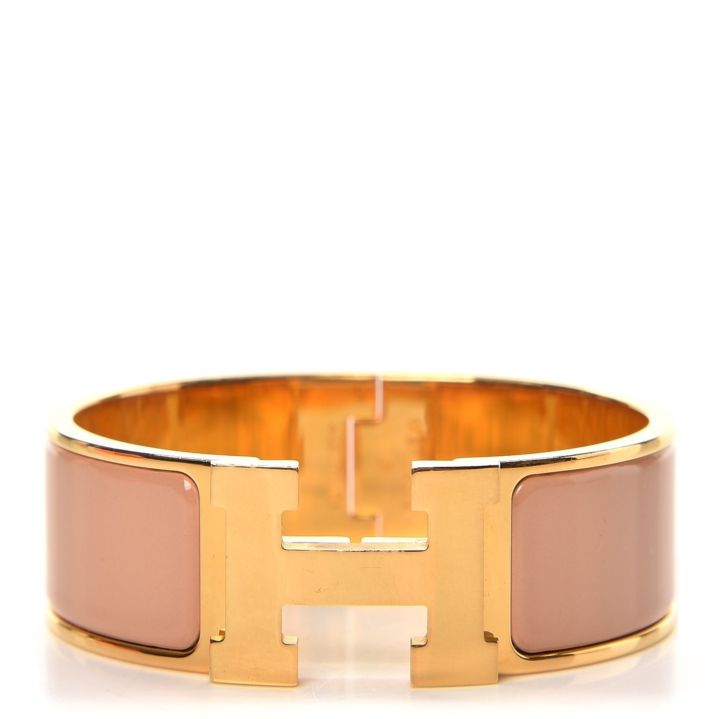 Enamel Wide Clic Clac H Bracelet PM Rose Poudre