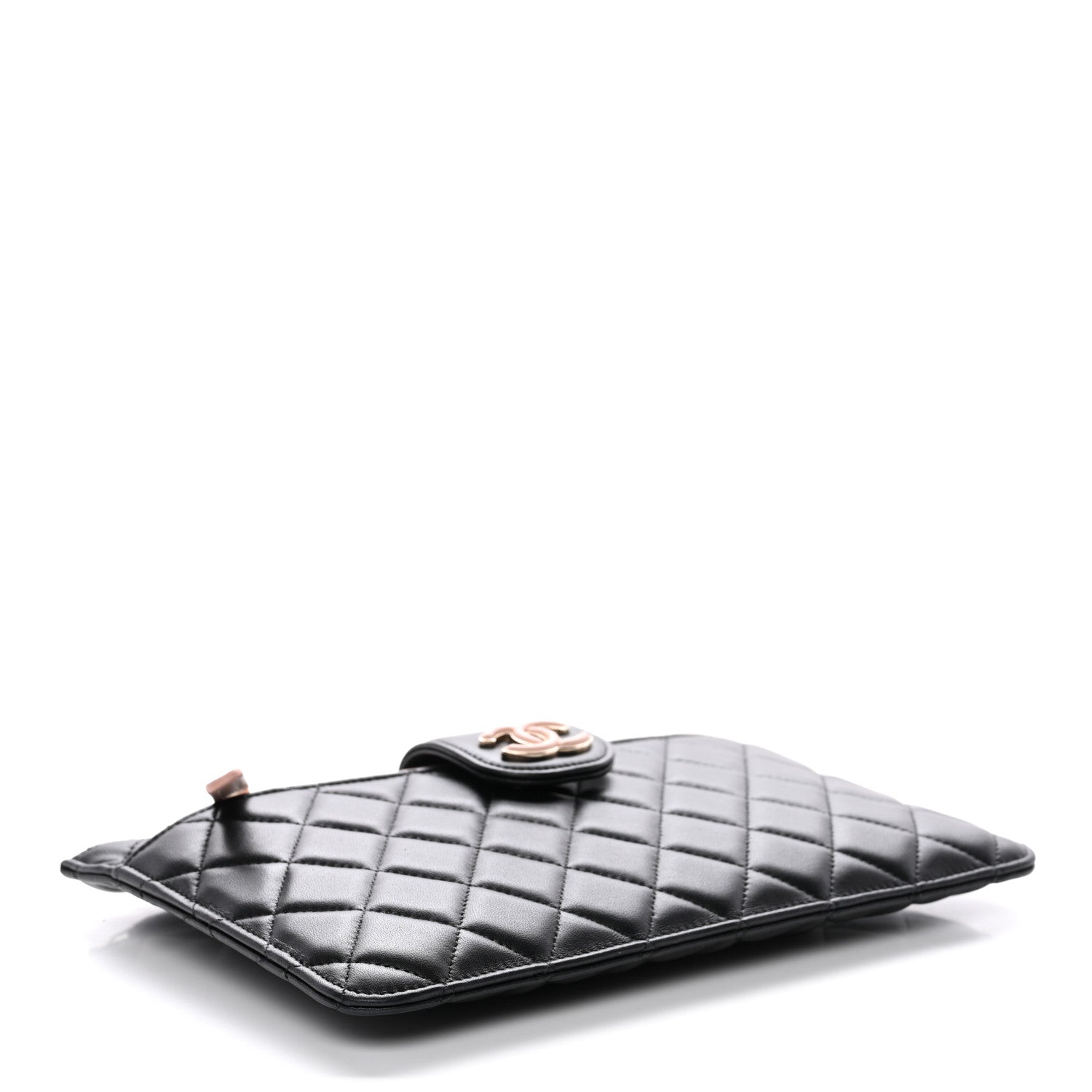Chanel Lambskin Quilted Sunset Boulevard Pouch Case Black Pink 5 of 8