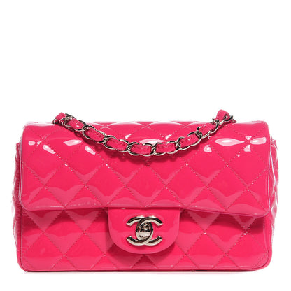 Chanel Patent Quilted Mini Rectangular Flap Fuchsia 1 of 8