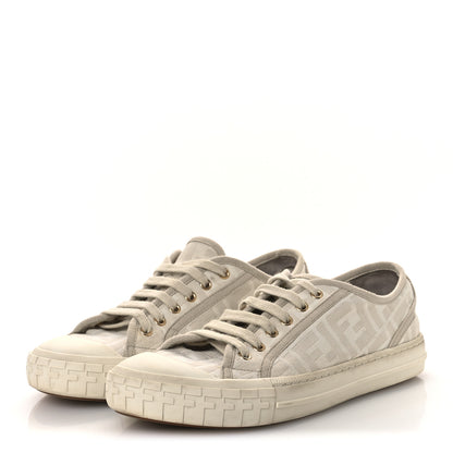 Fendi Woven Fabric FF Womens Domino Low Top Sneakers 39 White Beige 4 of 14