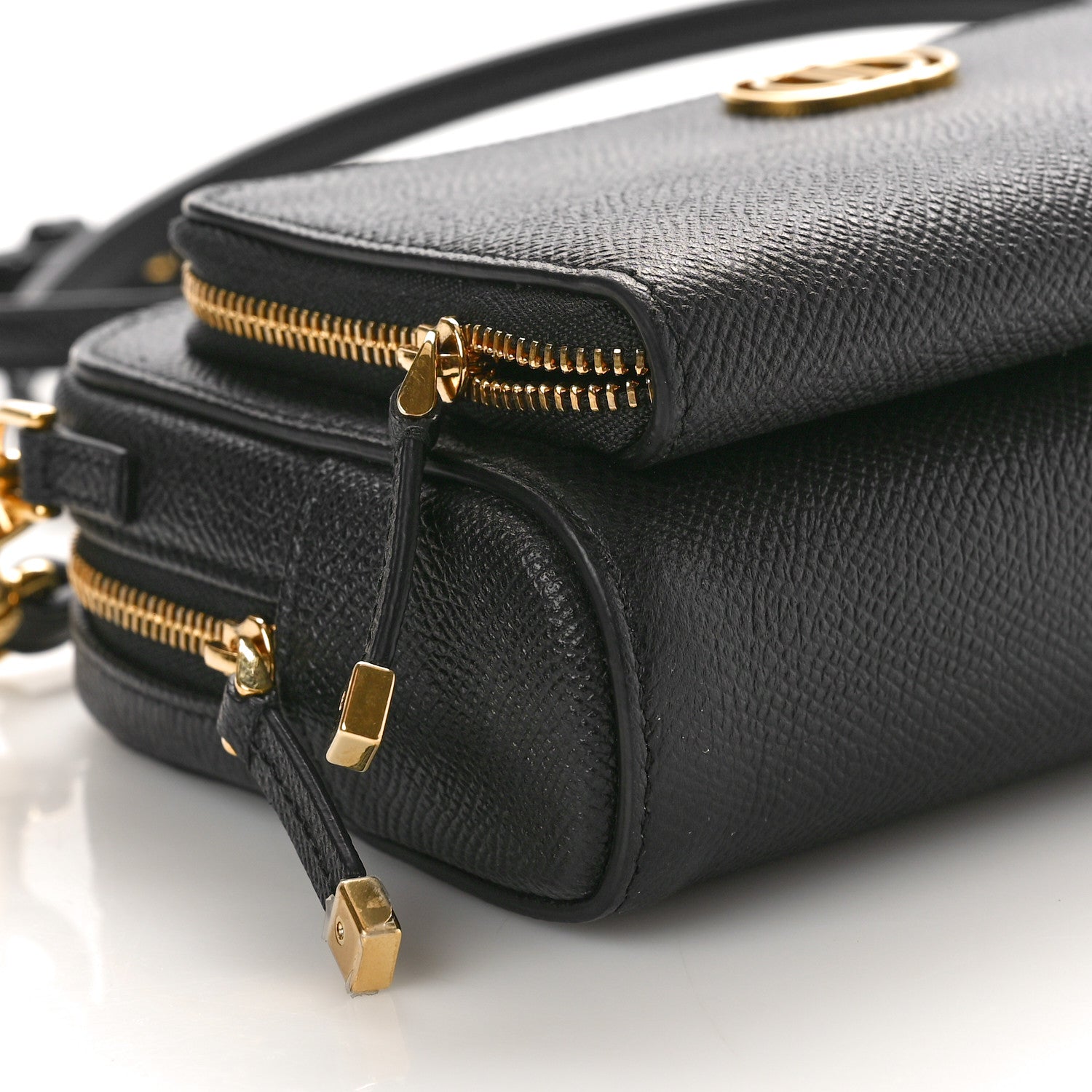 Christian Dior Grained Calfskin Caro Double Pouch Black 8 of 10