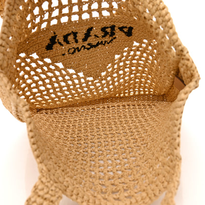 Prada Yarn Raffia Effect Crochet Logo Embroidered Tote Bag Naturale 5 of 10