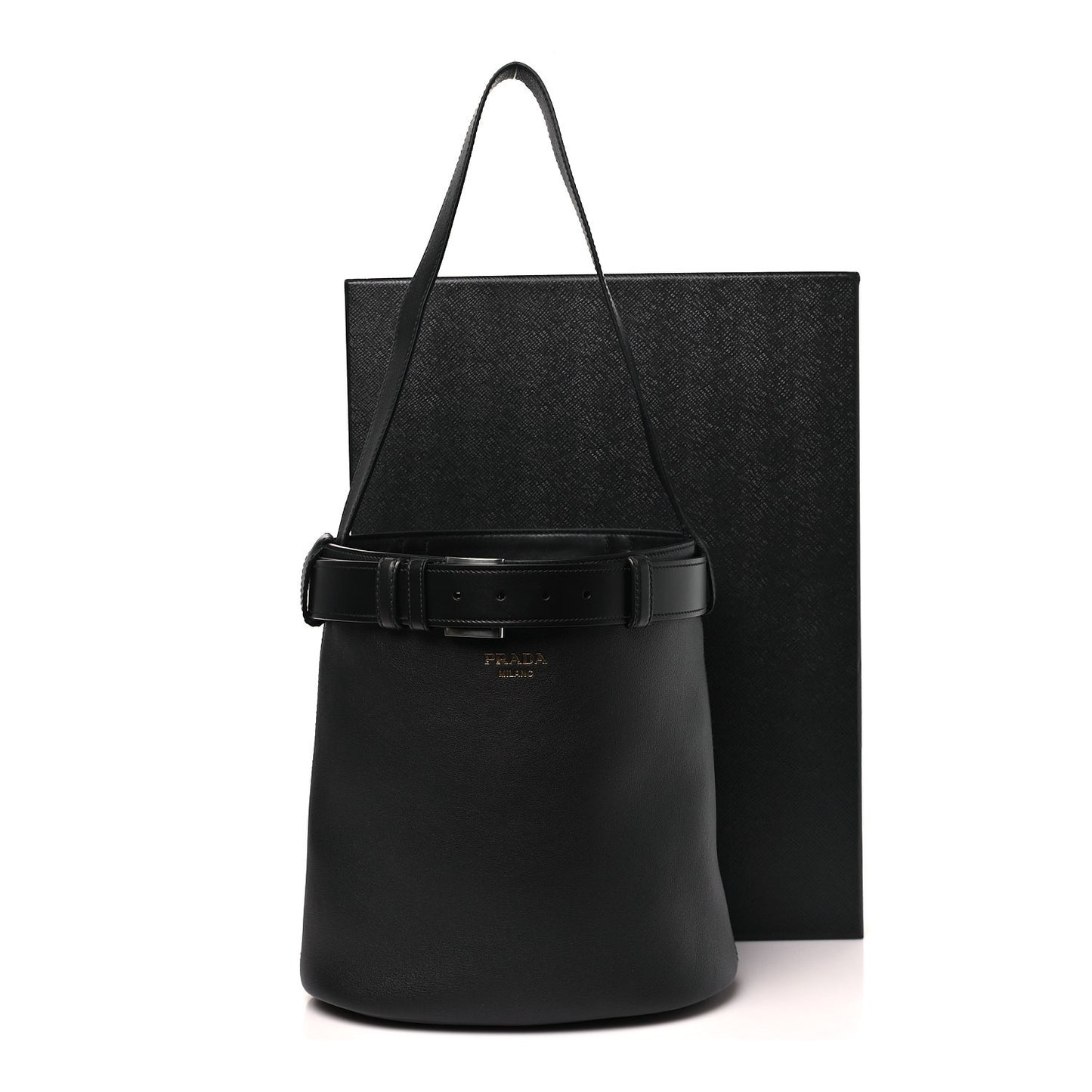 Soft Grained Vitello Daino Secchiello Bucket Bag Black