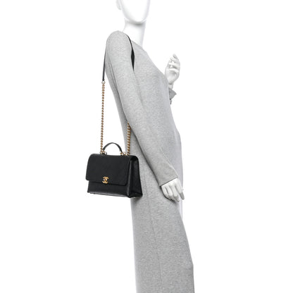 Chanel Caviar Diamond Stitched Small Top Handle Flap Black 2 of 11
