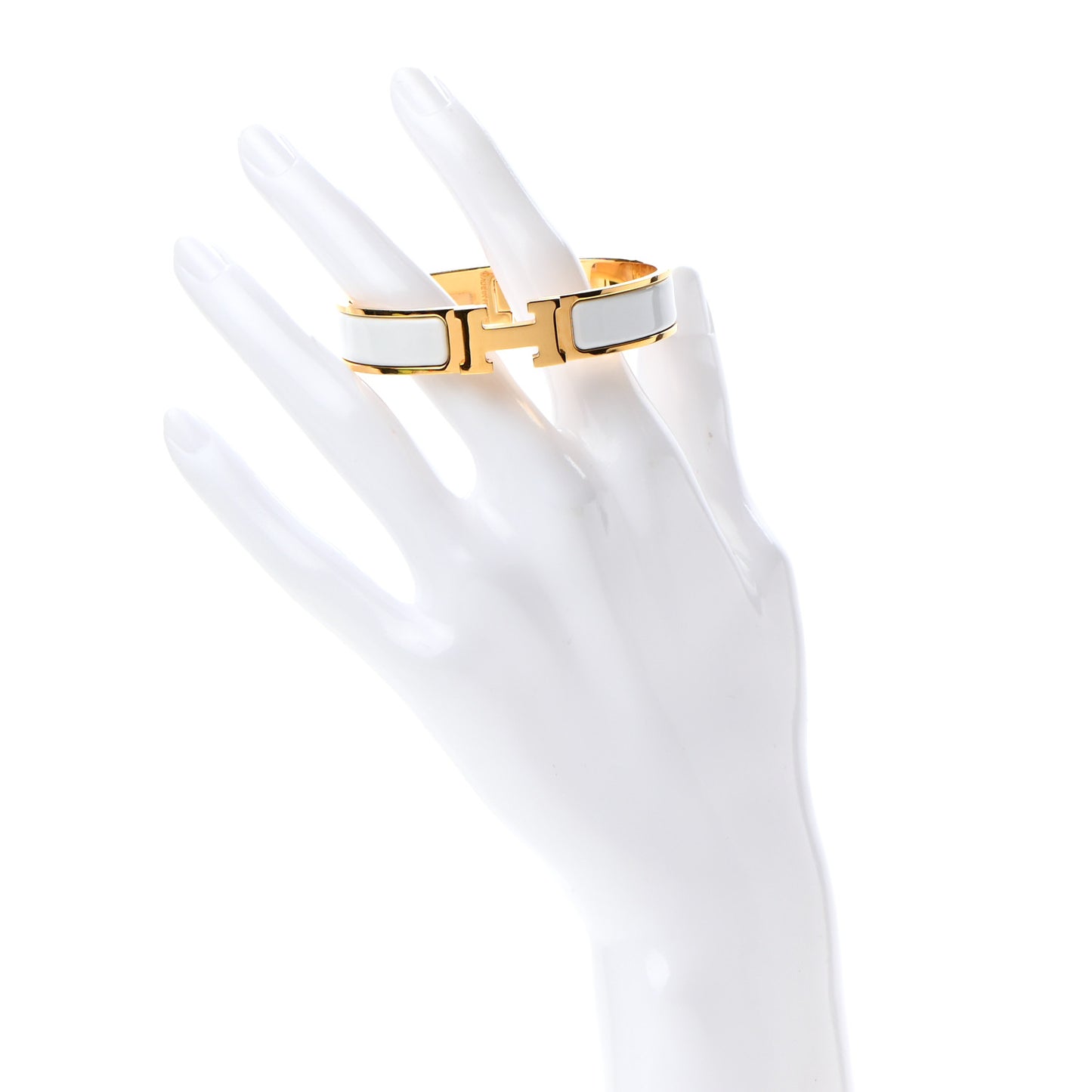 Enamel Narrow Clic Clac H Bracelet PM White