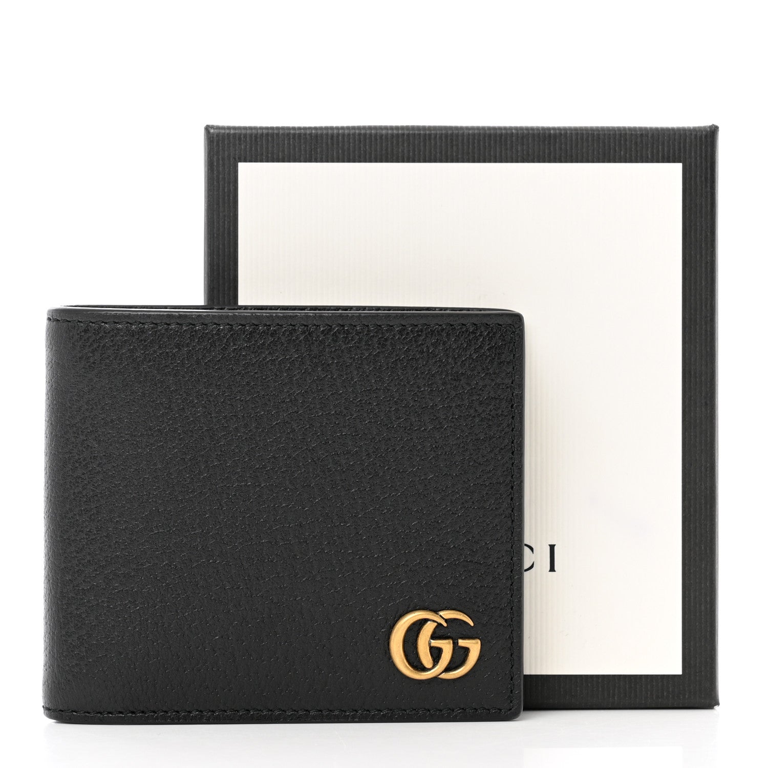Gucci Calfskin Boar Effect GG Marmont Bi-Fold Wallet Black 8 of 8