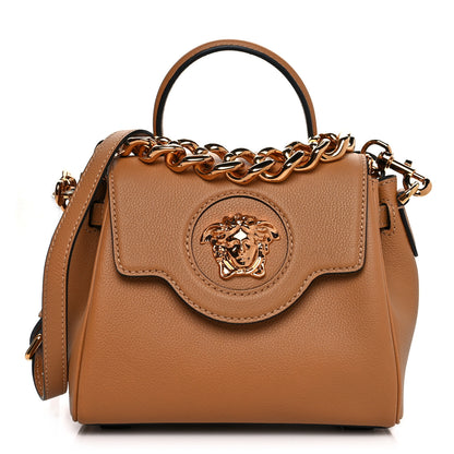 Versace Grained Calfskin Small La Medusa Top Handle Bag Brown 1 of 9