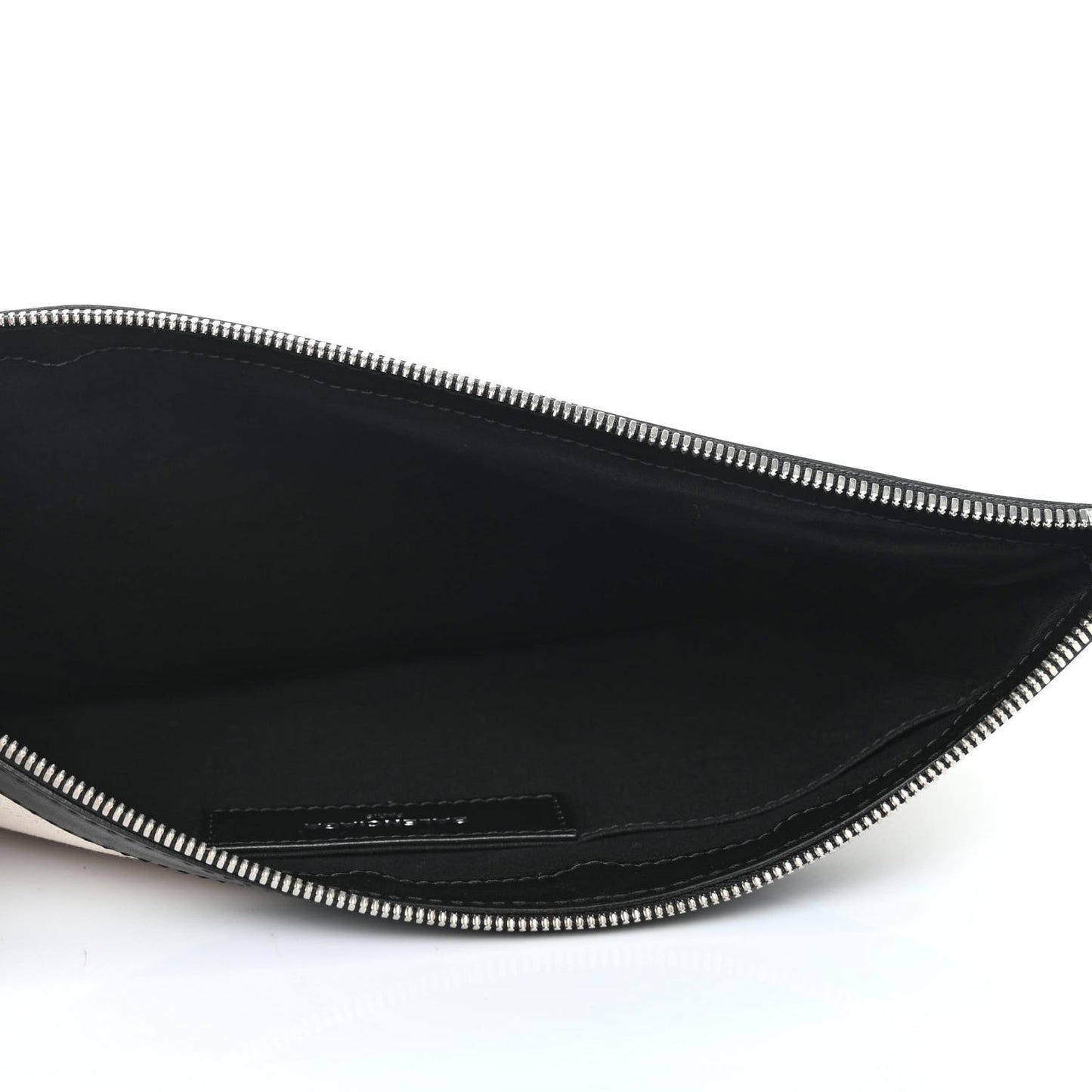 Calfskin Cotton Canvas Logo Clutch Black