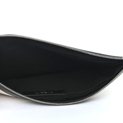 Balenciaga Calfskin Cotton Canvas Logo Clutch Black 4 of 4
