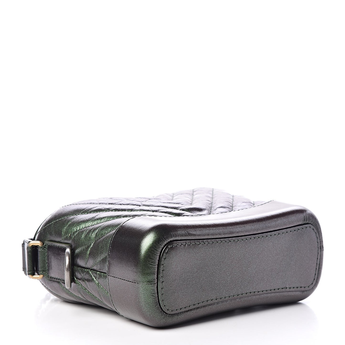Metallic Calfskin Chevron Quilted Small Gabrielle Hobo Green