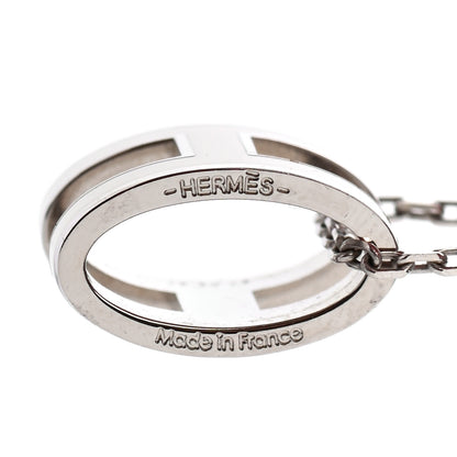 Hermes Lacquered Palladium Pop H Pendant Necklace White 5 of 5