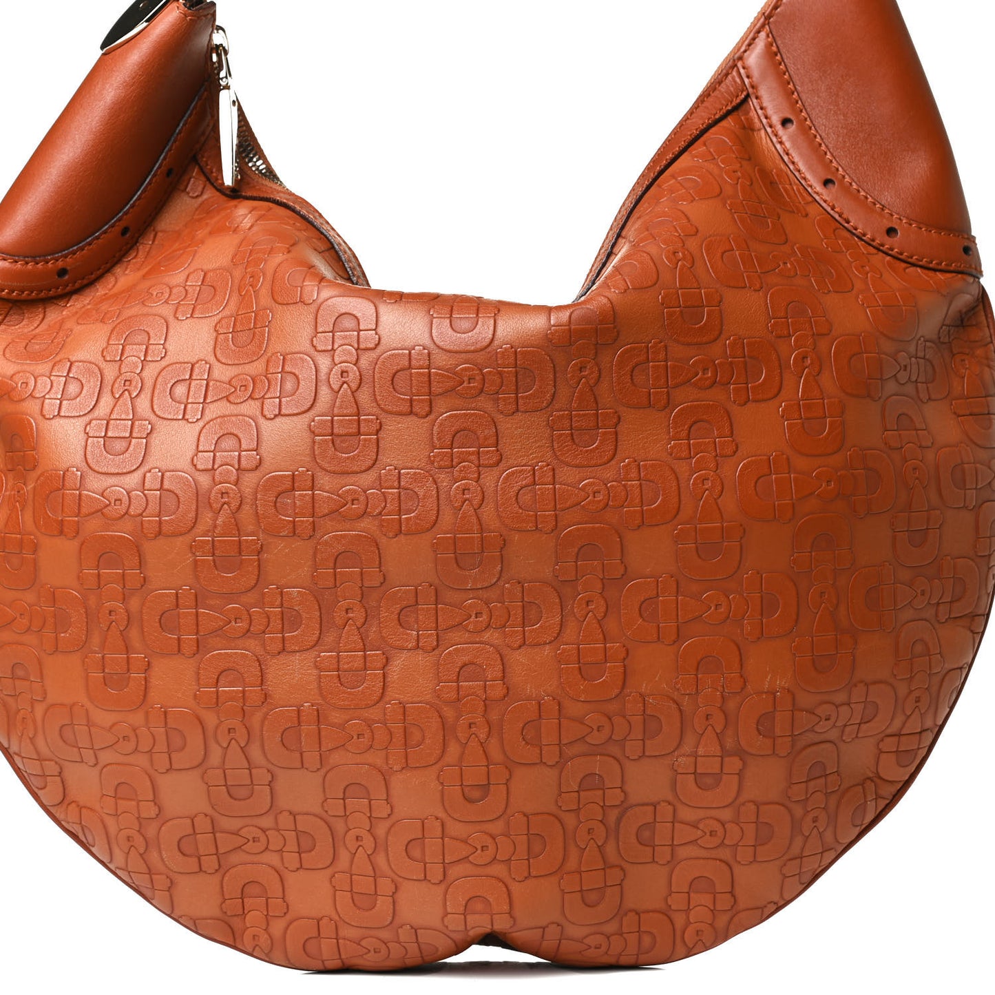GGUCCI Calfskin Horsebit Embossed Glam Hobo Tan