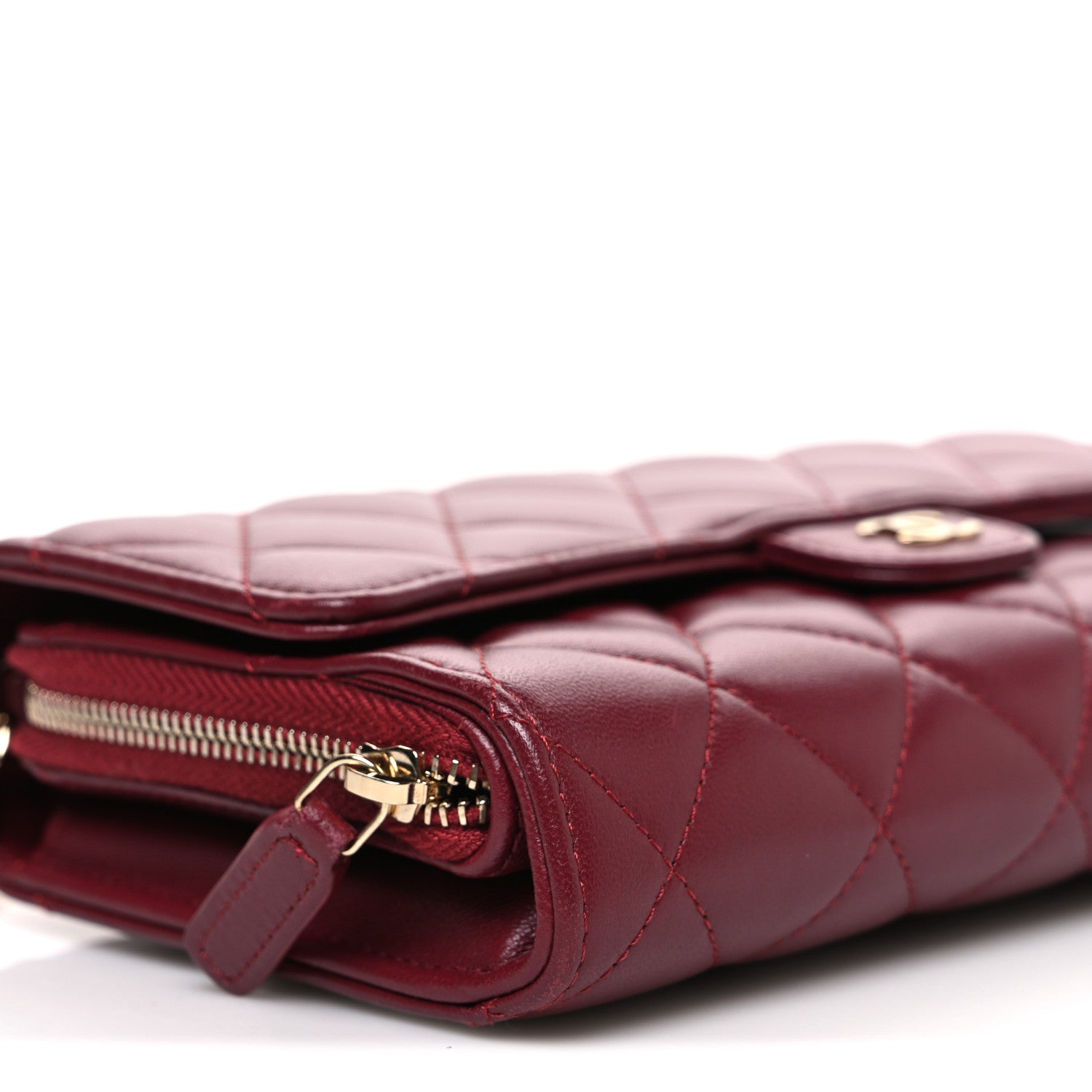 Chanel Lambskin Quilted Phone Holder Wallet on Removable Chain Burgundy 11 of 14